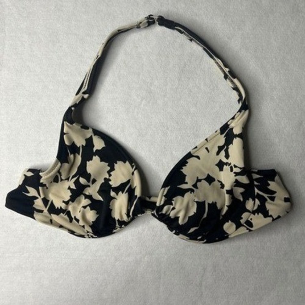 Vintage 2006 Victoria's Secret Underwire Halter Bikini Top 34D Y2K Floral